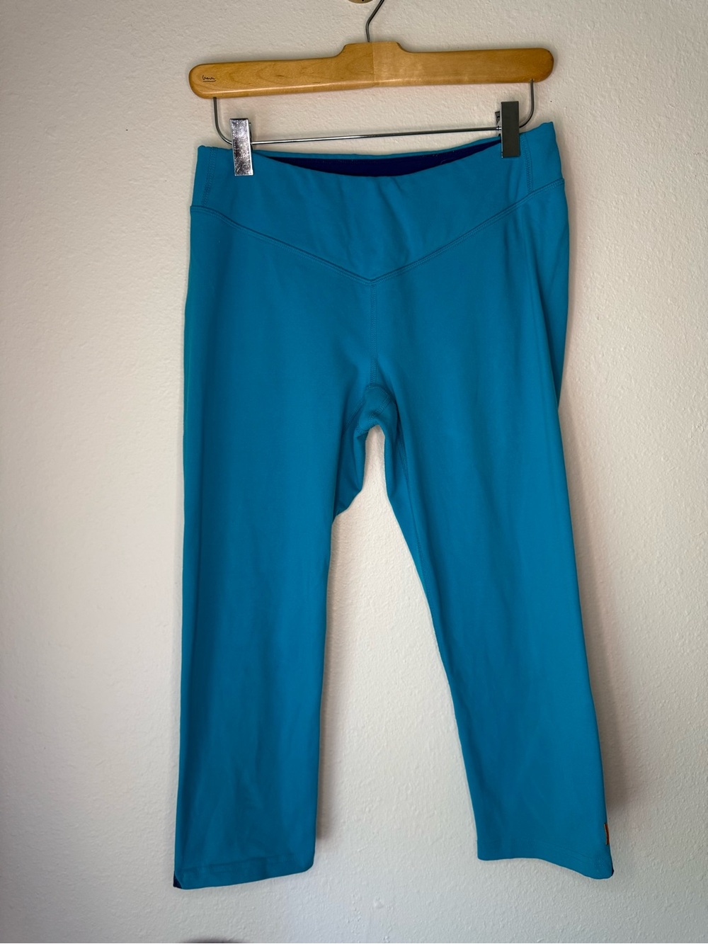 Lucy Powermax Cropped Athletic Leggings Blue Colorblock Capri Pants size S